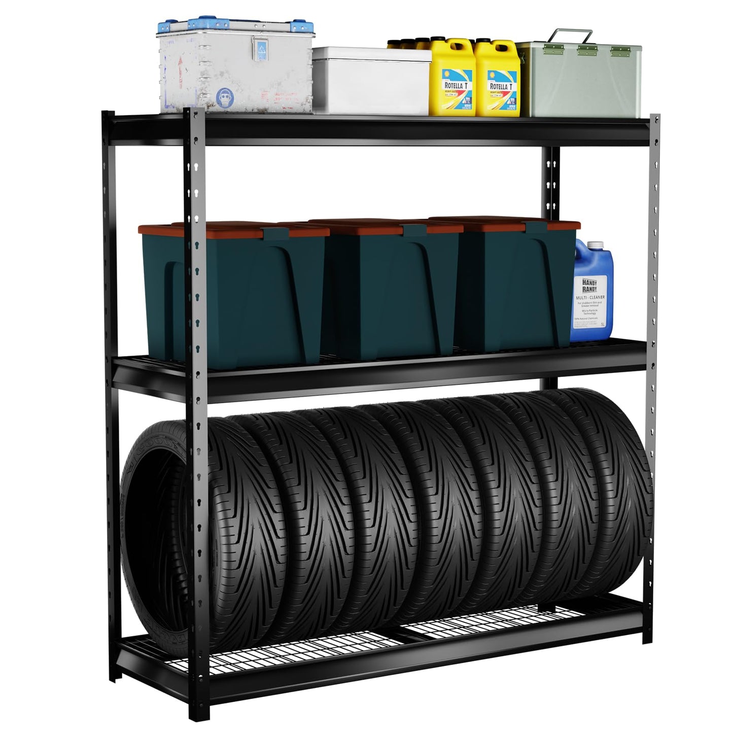 Shuntong The Atlas Shelving 72 H Metal Garage Shelving Unit, 3-Tier Heavy Duty Storage Shelves, 7500 LBS Load Capacity, Industrial Steel Shelf Rack, 77”W x 24”D x 72”H