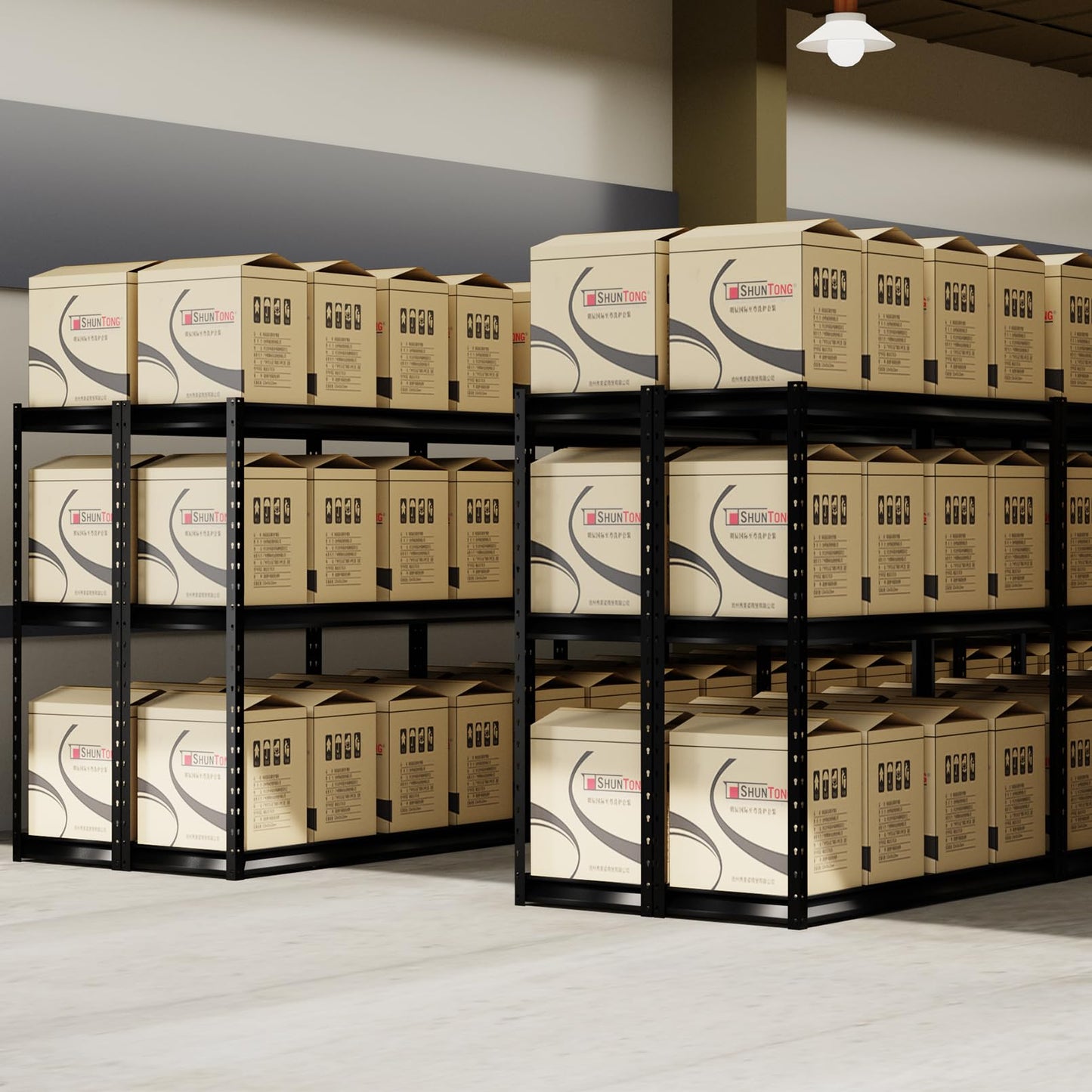 Shuntong The Atlas Shelving 72 H Metal Garage Shelving Unit, 3-Tier Heavy Duty Storage Shelves, 7500 LBS Load Capacity, Industrial Steel Shelf Rack, 77”W x 24”D x 72”H