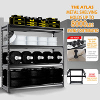 Shuntong The Atlas Shelving 8000 Lbs Heavy Duty Garage Shelving Black 4 Tier Metal Storage Shelves 72"Wx24"Dx72"H