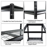 Shuntong The Atlas Shelving 8000 Lbs Heavy Duty Garage Shelving Black 4 Tier Metal Storage Shelves 72"Wx24"Dx72"H