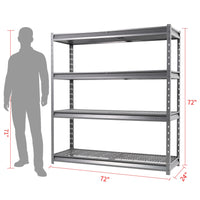 Shuntong The Atlas Shelving 8000 Lbs Heavy Duty Garage Shelving Grey 4 Tier Metal Storage Shelves 72"Wx24"Dx72"H