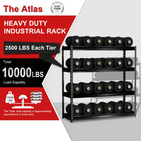 The Atlas 77” Ultra Wide 4-Tier Metal Garage Shelving Unit Load 10000lbs Heavy Duty Storage Rack