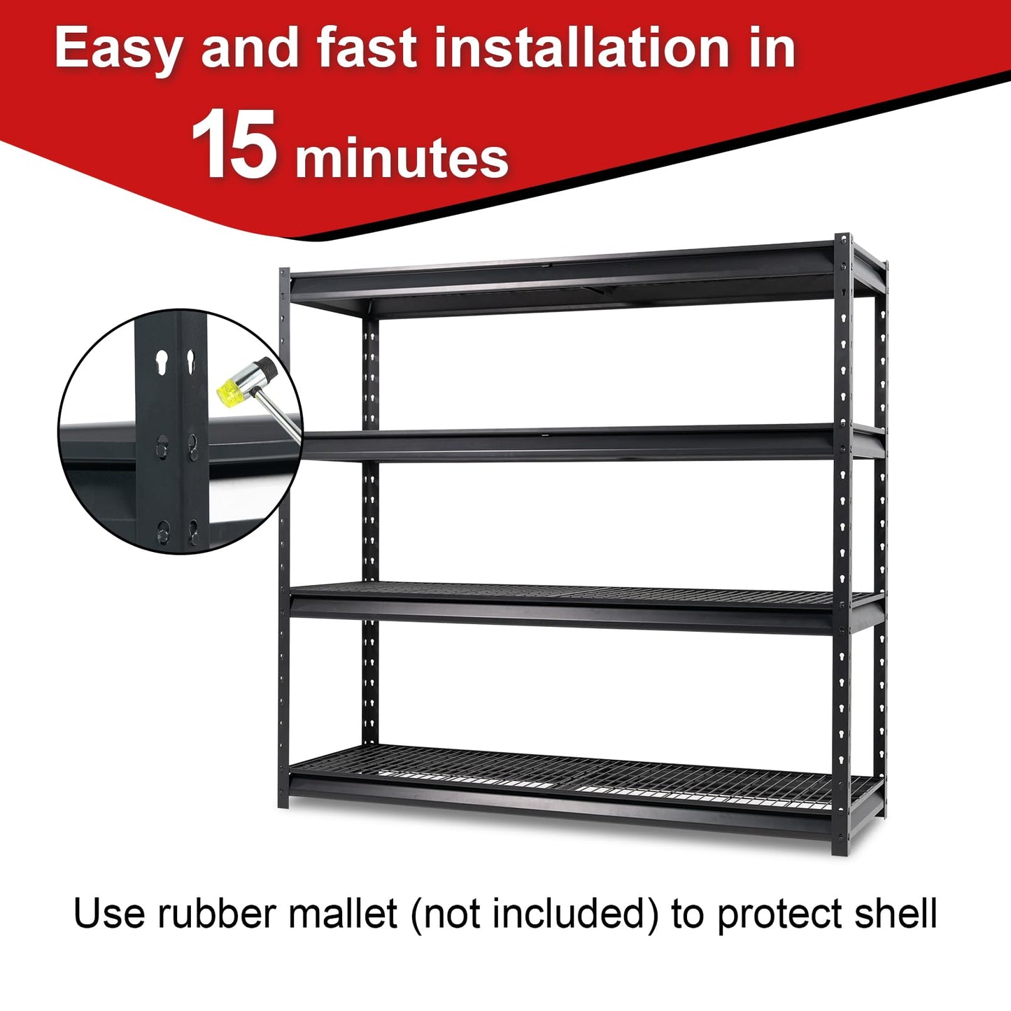 The Atlas 77” Ultra Wide 4-Tier Metal Garage Shelving Unit Load 10000lbs Heavy Duty Storage Rack