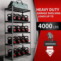 Shuntong The Atlas Shelving 36 W x 18 D x 72 H Adjustable Garage Storage Shelves Load 4000 lbs, 5 Tier Heavy Duty Wire Deck Shelving Unit, Black