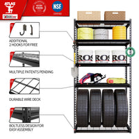 Shuntong The Atlas Shelving 36 W x 18 D x 72 H Adjustable Garage Storage Shelves Load 4000 lbs, 5 Tier Heavy Duty Wire Deck Shelving Unit, Black
