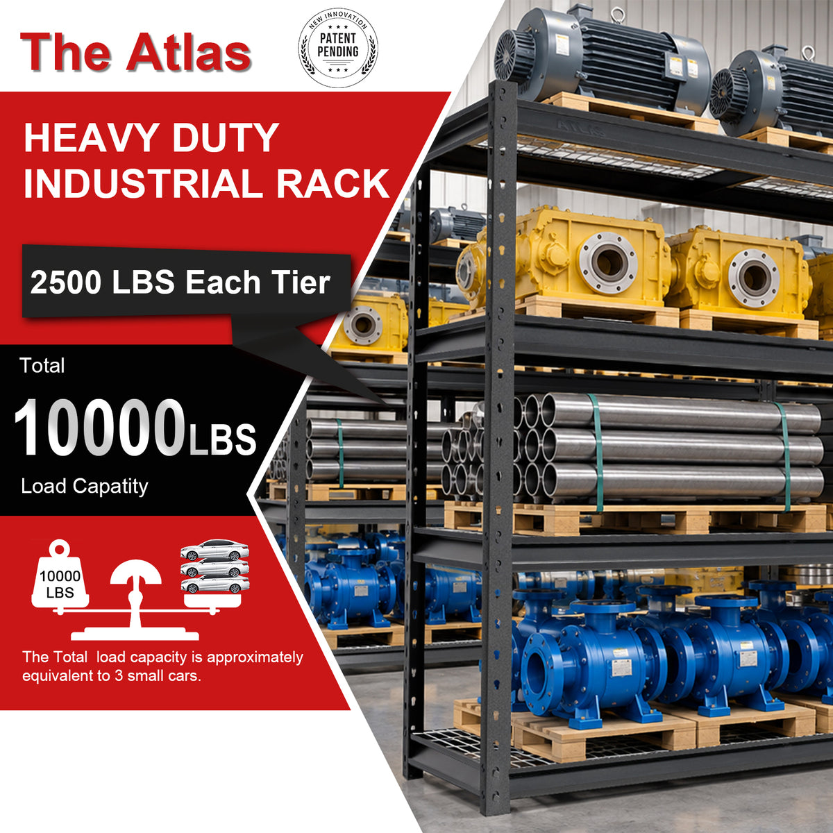 ATLAS 7304K — 77" Ultra-Wide 4-Tier Garage Shelving
