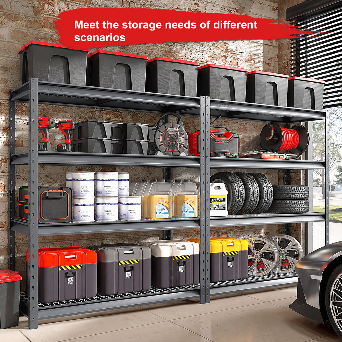 ATLAS 7304K — 77" Ultra-Wide 4-Tier Garage Shelving